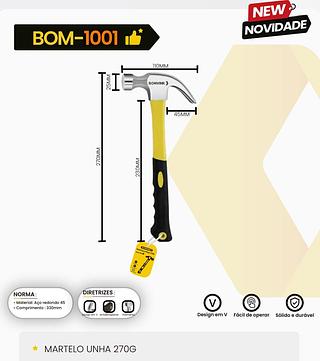 BOMVINK - MARTELO UNHA COM CABO ERGONÔMICO 33CM - BOM-1001