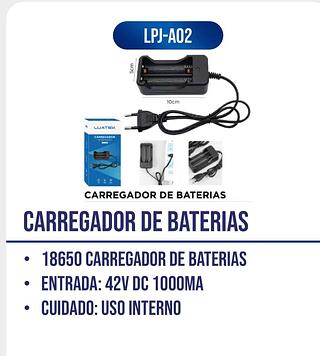 LUATEK - CARREGADOR 2 PILHAS DE LANTERNA - LPJ-A02