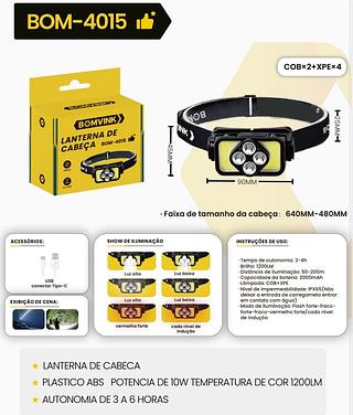 BOMVINK - LANTERNA DE CABEÇA 10W - BOM-4015