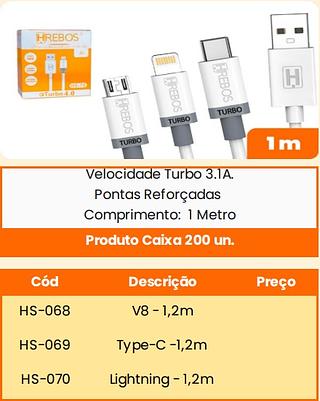 HREBOS - CABO 1M V8 - HS-68