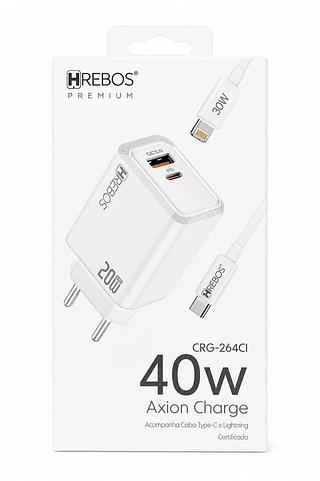 HREBOS - CARREGADOR 20W + CABO TYPE-C + LIGHTNING