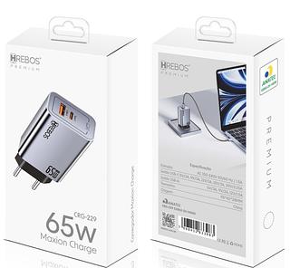 HREBOS PREMIUM | CARREGADOR MAXION CHARGE 65W – CINZA
