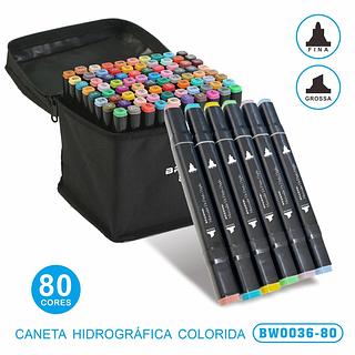 ESTOJO COM 80 CORES - CANETA HIDROGRÁFICA COLORIDA