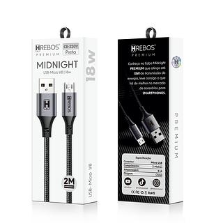 HREBOS - CABO TURBO MIDNIGHT 2M V8 - CB-220V