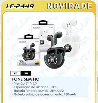 IT BLUE - FONE SEM FIO BATERIA 25mAH*2 / ESTOJO 180mAH - LE-2449