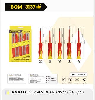 BOMVINK - JOGO DE CHAVES DE PRECISÃO 5 PEÇAS