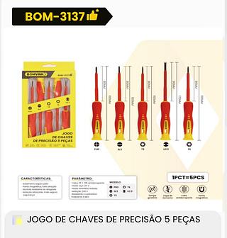BOMVINK - JOGO DE CHAVES DE PRECISÃO 5 PEÇAS