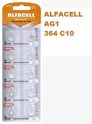 ALFCAFEL BATERIA OXIDO DE PRATA - 364 | AG1 | LR621