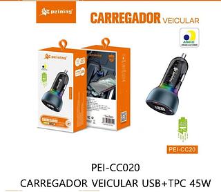 PEINING - FONTE DE CARRO USB TC - PEI-CC20