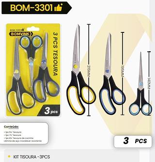 BOMVINK - KIT TESOURA COM 3 PEÇAS - BOM-3301