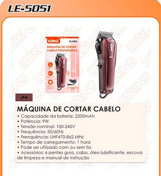 LELONG - MAQUINA DE CORTAR CABELO 9W - LE-5051