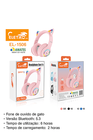 ELETRO - FONE SEM FIO ORELHA DE GATO - EL-1506