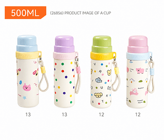 GARRAFA TERMICA INFANTIL 500ML COM ALÇA E ESTAMPA COLORIDA SEM GARANTIA