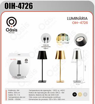 LUMINÁRIA DE MESA OÁSIS OIH-4726