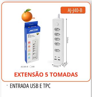 EXTENSÃO 5 TOMADAS ENTRADA USB/TC