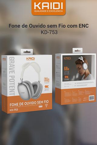 KAIDI - FONE SEM FIO BLUETOOTH COM ENC