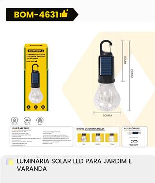 LUMINARIA SOLAR LE PARA JARDIM E VARANDA