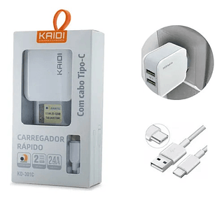 KAIDI - CARREGADOR DE TOMADA 12W 2.4A TC