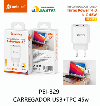 PEINING - FONTE TURBO 45W 2 ENTRADA USB/TC