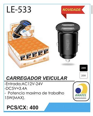 LELONG - CARREGADOR VEICULAR 15W - LE-533