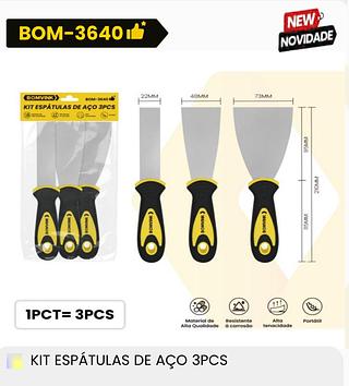 BOMVINK - KIT ESPATULA DE AÇO 3 PEÇAS