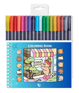 KIT 18 CANETAS + CADERNO DE COLORIR BOBBIE GOODS