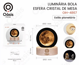 OASIS - LUMINARIA ESFERICA - CRISTAL DE MESA