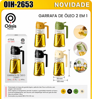 GARRAFA DE ÓLEO 2 EM 1 VIDRO REFORÇADO 470ML OIH-2653