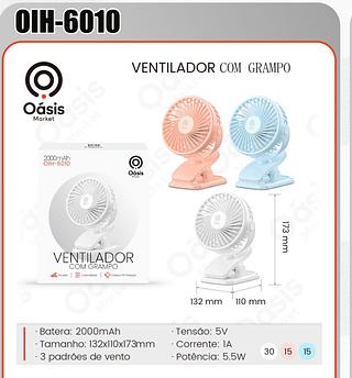 AOSIS - MINI VENTILADOR COM GARRA | 3 VELOCIDADES