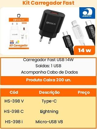 HREBOS - CARREGADOR 14W iOS - HS-398A