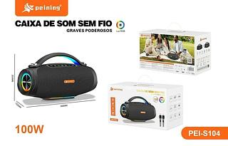 PEINING - CAIXA DE SOM BT 100W DE POTENCIA RGB COM ALÇA - PEI-S104