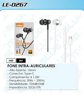 IT BLUE - FONE TC COM FIO INTRA AURICULAR COM BORRACHA