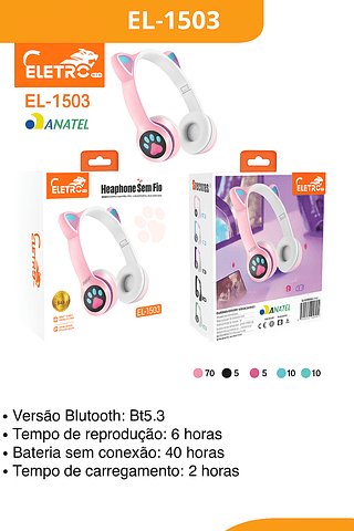 ELETRO - FONE SEM FIO ORELHA DE GATO - EL-1503