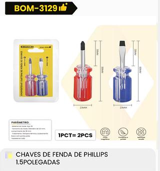 BOMVINK - CHAVES DE FENDA DE PHILLIPS 1.5POLEGADAS