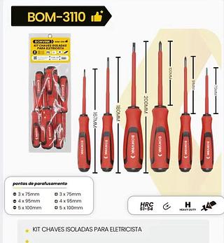 BOMVINK - KIT CHAVES ISOLADAS PARA ELETRICIDADE - BOM-3110