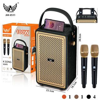 ALTOMEX - CAIXA DE SOM 100W BLUETOOTH COM 2 MICROFONES SEM FIO - AM-8511