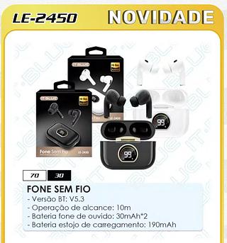 IT BLUE - FONE SEM FIO BATERIA 30mAH*2 / ESTOJO 190mAH - LE-2450