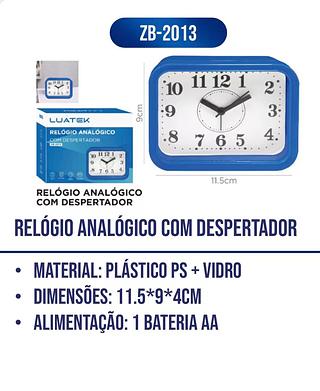 LUATEK - RELOGIO ANALOGICO COM DESPERTADOR 11.5*9*4CM - ZB-2013