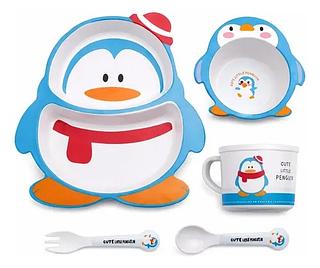 KIT ALIMENTACAO INFANTIL - PRATO COM DIVISÓRIA / TALHER / COPO / TIGELA - AK-F019