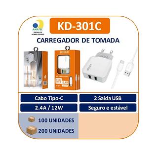 KAIDI - CARREGADOR DE TOMADA 12W 2.4A TC