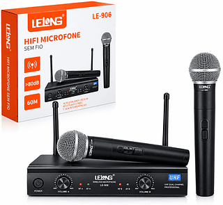LELONG - MICROFONE DUPLO SEM FIO - LE-906