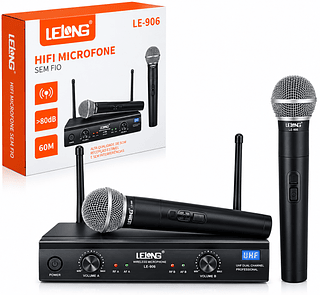 LELONG - MICROFONE DUPLO SEM FIO - LE-906