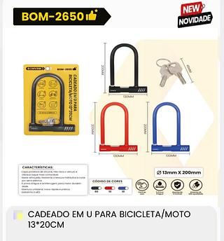 BOMVINK - CADEADO EM U PARA BICICLETA/MOTO