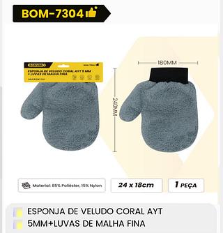 BOMVINK - ESPONJA DE VELUDO CORAL AYT 5MM+LUVAS DE MALHA FINA