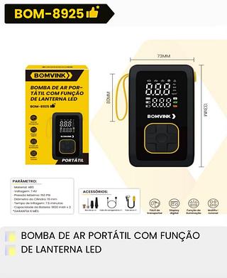 BOMBA DE AR PORTATIL COM FUNÇAO DELANTERNA LD