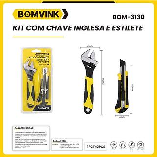 BOMVINK - KIT CHAVE INGLESA + ESTILETE