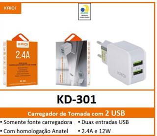 FONTE KAIDI 2 ENTRADAS USB